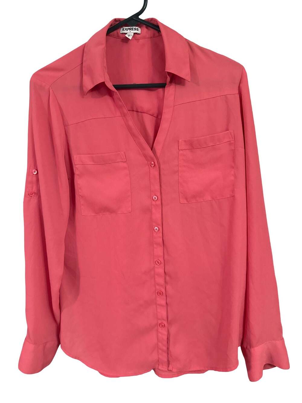 Express Coral Button-Down Blouse